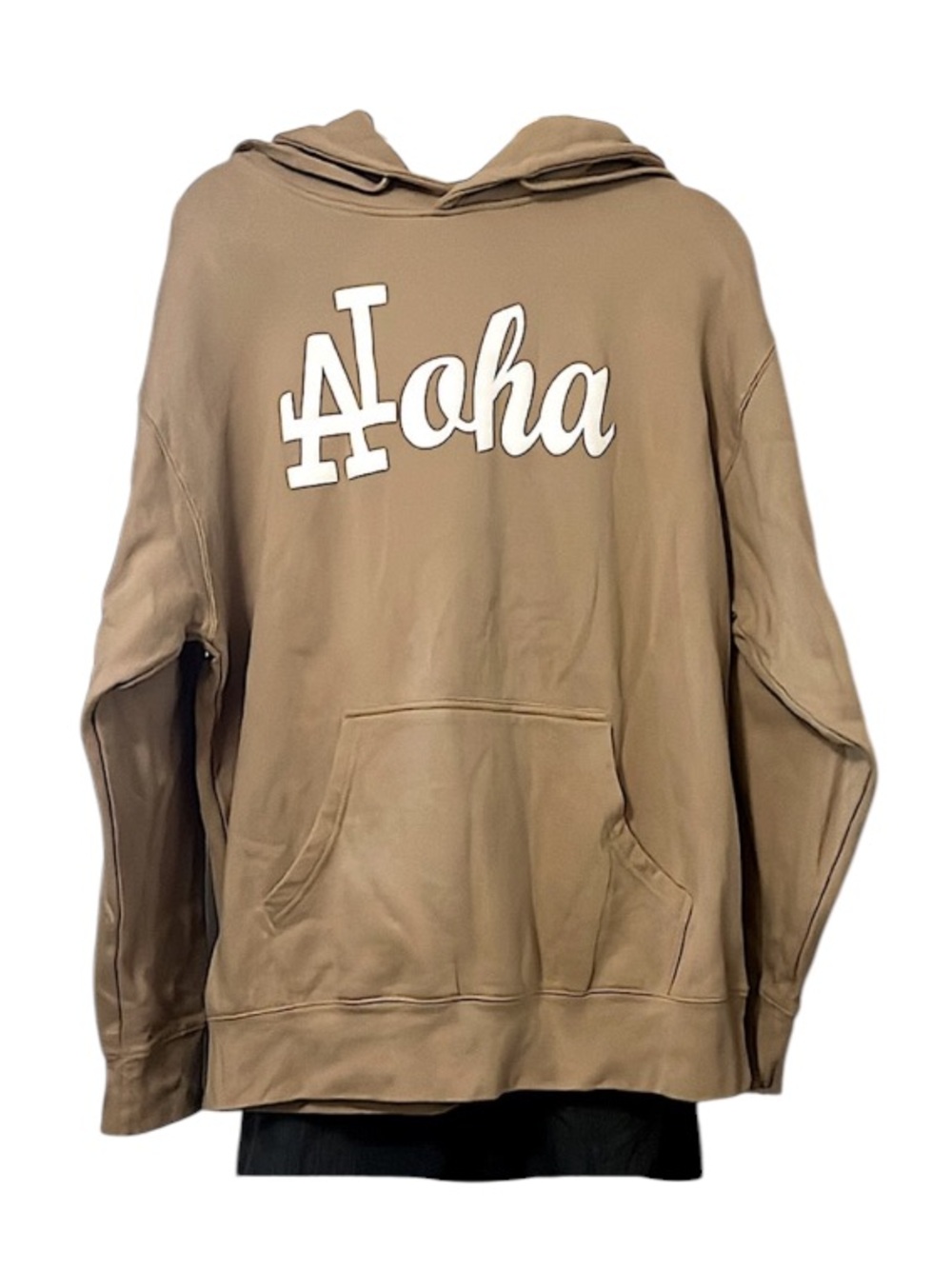 Hawaiian Aloha Tan Long Sleeve Oversized Unisex Hoodie Sweatshirt L